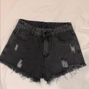 High waisted distressed shorts